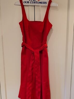 Banana Republic Red Midi Dress with Tie Waist, 6P